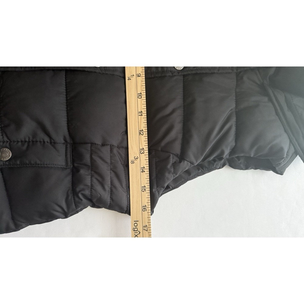 Abercrombie & Fitch women Black Hooded Puffer Vest Quilted Zip/Button XS - Picture 8 of 9